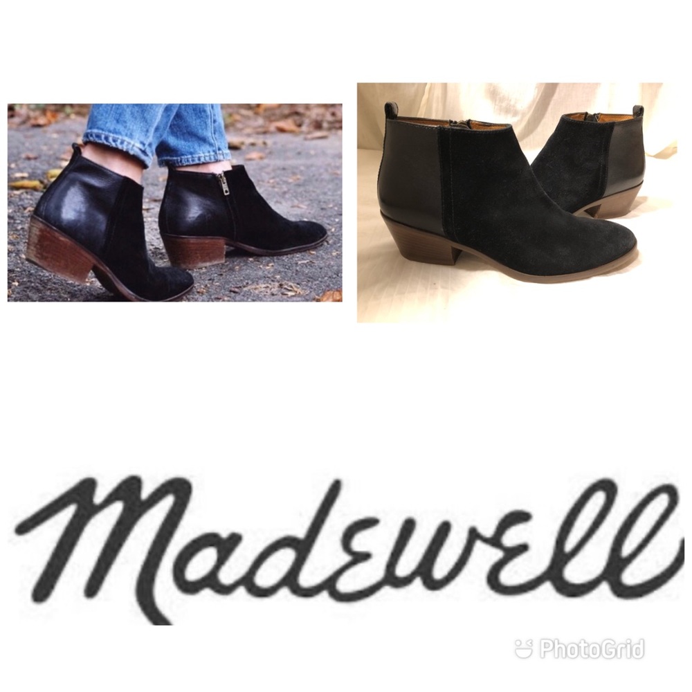 Authentic Madewell Black Leather & Suede Fall Weekend Contemporary Career Office